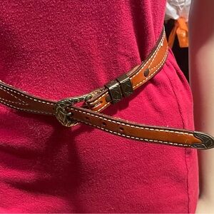 Brown Leather Belt with Gold Buckle